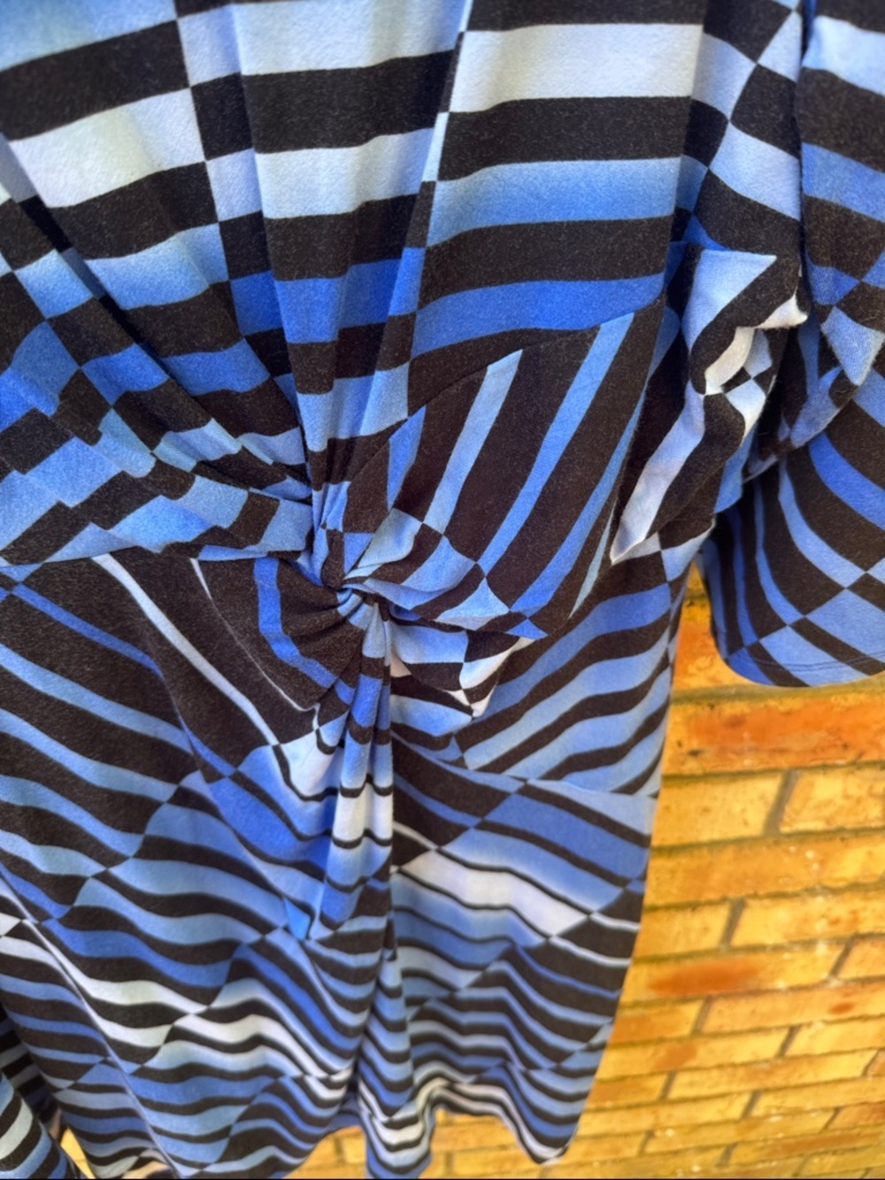 Dana Buchman Blue & Black Striped Knot-Front Midi Dress - Picture 3 of 3